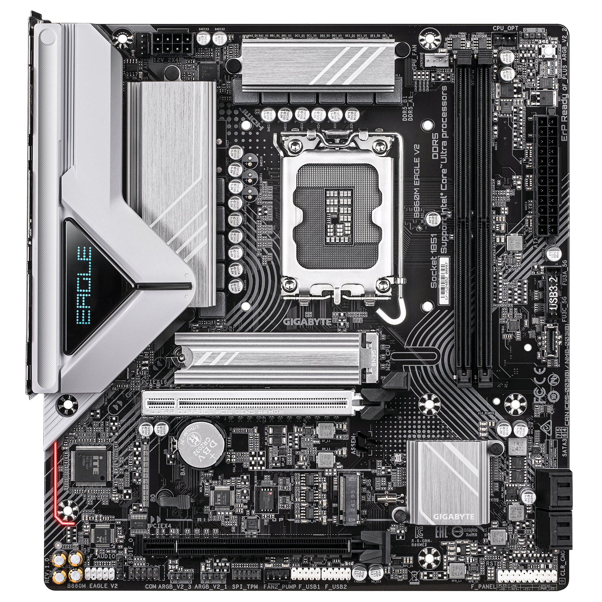 Bekijk afbeelding 2 van Gigabyte B860M EAGLE V2, mATX, Intel LGA1851, B860, 2x DDR5, 2.5GbE, USB Type-C 3.2 Gen 1